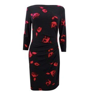 LAUREN RALPH LAUREN  Floral Ruched Sheath Dress size 12